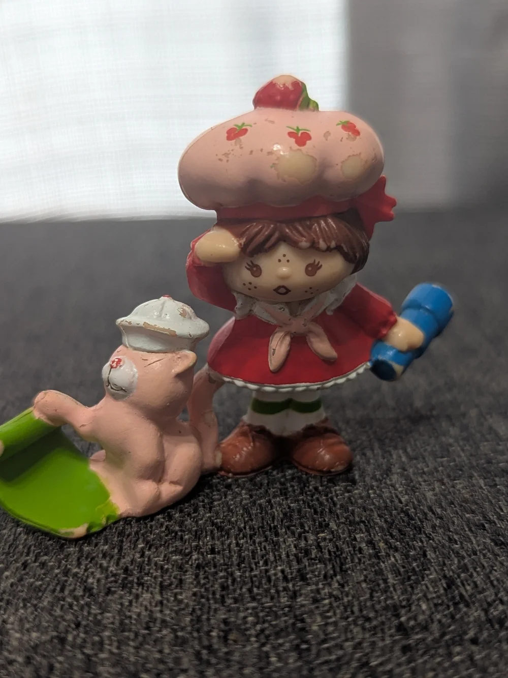 Vtg 1980's Lot of 3 PVC Set Strawberry Shortcake Custard Cat Figures Sailboat
